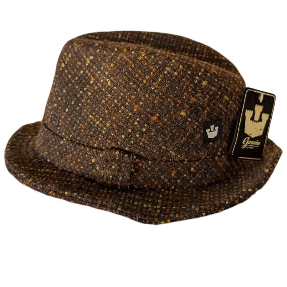 Goorin Bros Brown Wool Blend Tweed Fedora Hat One Size NWT